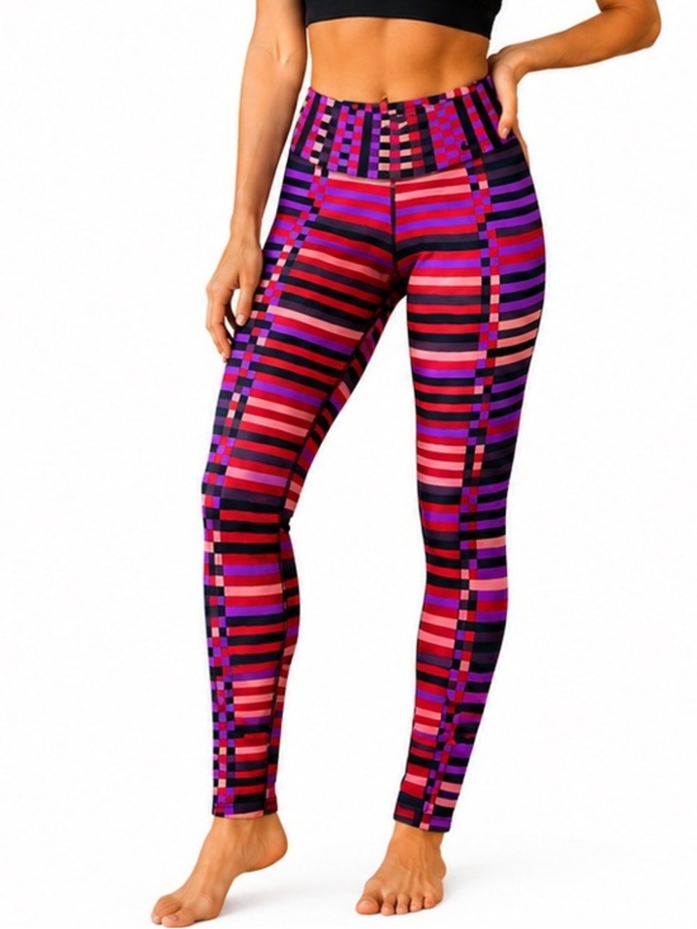 Nike Dri-FIT Colorblock Plaid Leggings Women’s Medium Pink Purple Athletic Pants